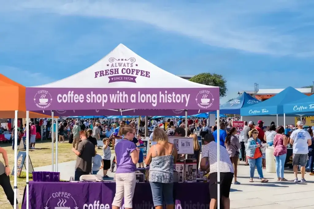 custom tent for coffee shop